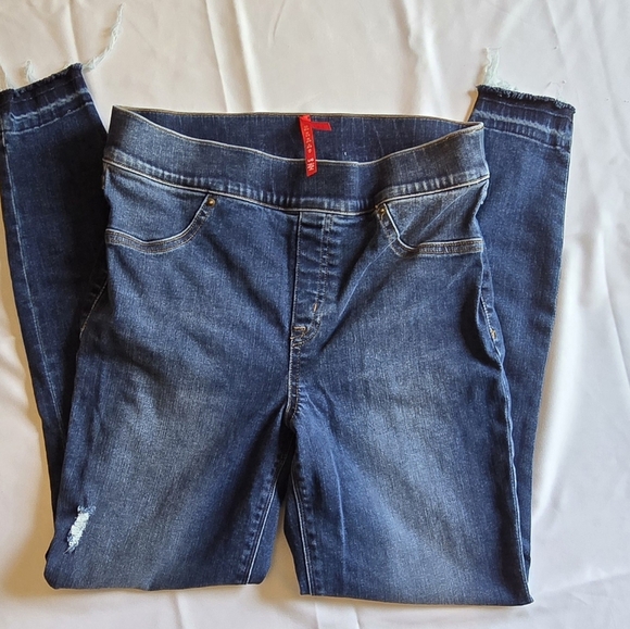 Spanx distressed pull on skinny jeans size large - Picture 2 of 5